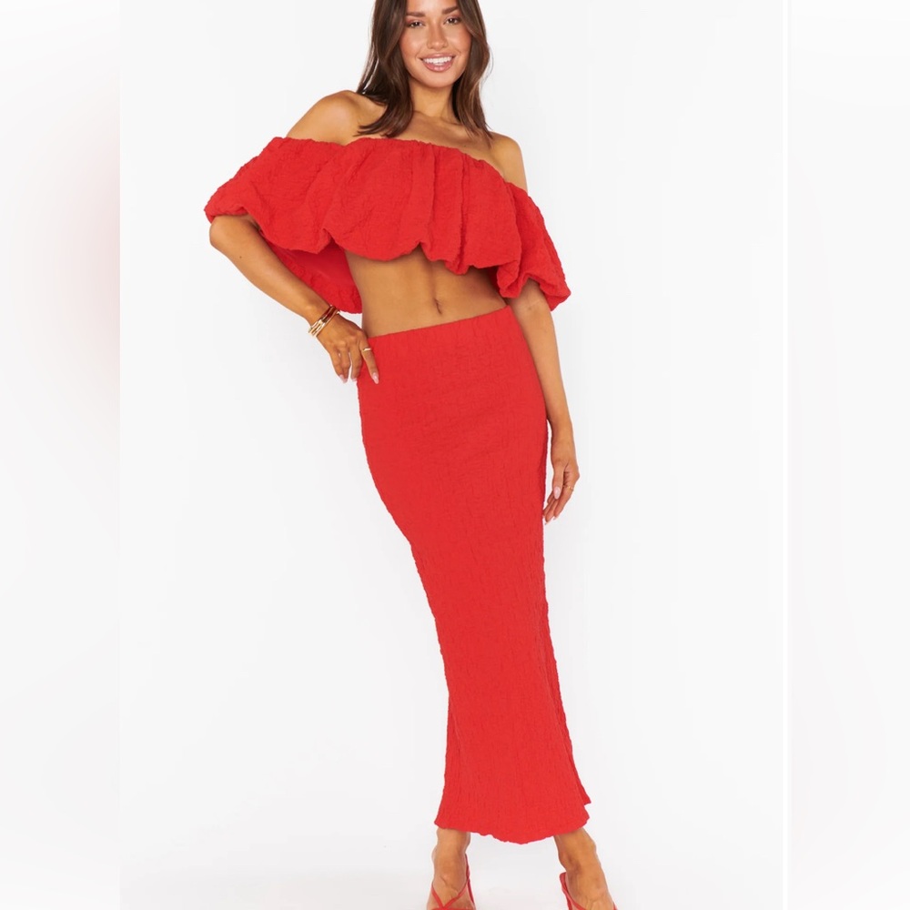 Mumu red scrunch top